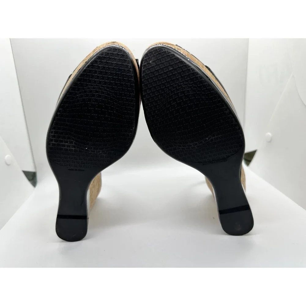 Stuart Weitzman Dolunch Patent Leather Espadrille Wedge Heel Sandals‎ Black 9M